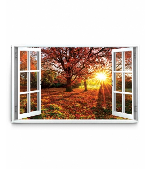 3D obraz Okno podzimní sluníčko, 60x40 cm