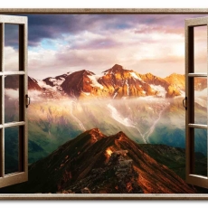 3D obraz Okno rakouské Alpy, 30x20 cm - 1