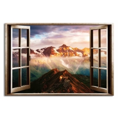 3D obraz Okno rakúske Alpy, 60x40 cm