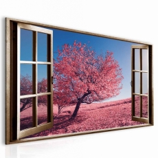 3D obraz Okno ružový strom, 120x80 cm - 1