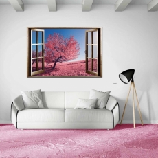 3D obraz Okno růžový strom, 120x80 cm - 2