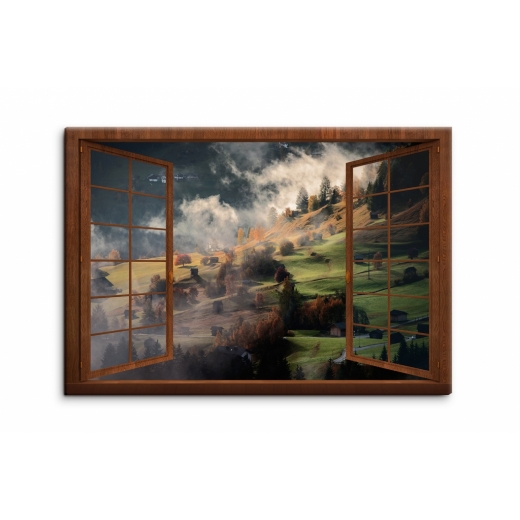 3D obraz Okno s výhledem do ráje hor, 120x80 cm - 1