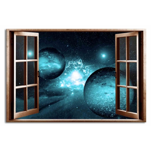 3D obraz Okno safírová galaxie, 120x80 cm - 1
