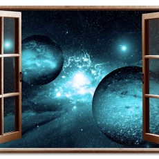 3D obraz Okno safírová galaxie, 90x60 cm - 1