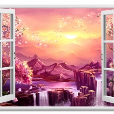 3D obraz Okno sakury, 120x80 cm - 1