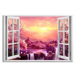 3D obraz Okno sakury, 90x60 cm