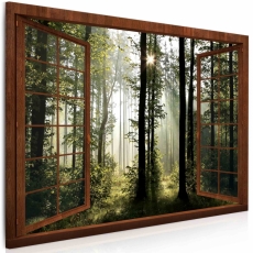 3D obraz Okno v rannom lese, 120x80 cm - 2