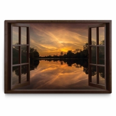3D obraz Okno večerná panoráma, 30x20 cm - 1
