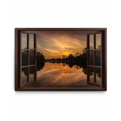 3D obraz Okno večerná panoráma, 30x20 cm