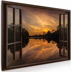3D obraz Okno večerní panoráma, 120x80 cm - 2