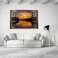 3D obraz Okno večerní panoráma, 120x80 cm - 3