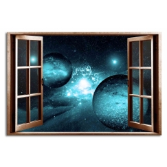 3D obraz Okno zafírová galaxia, 60x40 cm