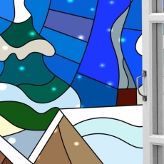 3D obraz Okno zimné vitráž, 120x80 cm - 4