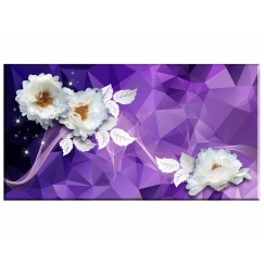 Abstraktní obraz Bílé květy, 45x25 cm