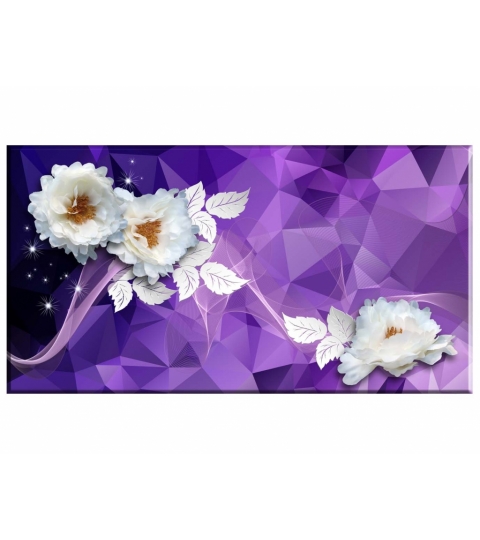 Abstraktní obraz Bílé květy, 75x45 cm
