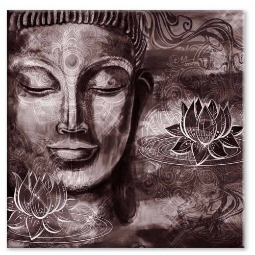 Abstraktní obraz Červenohnědý Buddha, 100x100 cm - 1