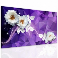 Abstraktný obraz Biele kvety, 45x20 cm - 2