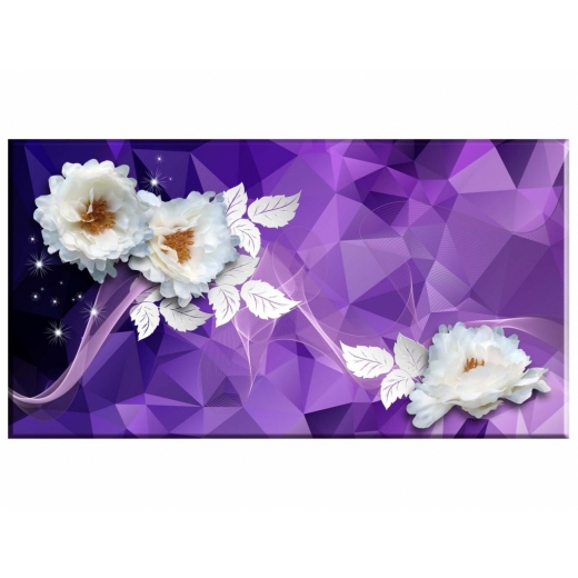 Abstraktný obraz Biele kvety, 90x50 cm - 1