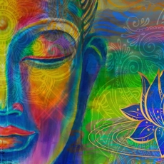 Abstraktný obraz Farebný Budha, 120x120 cm - 3