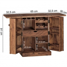 Barová skriňa Sira rozkladacia, 91 cm, masív Sheesham - 4