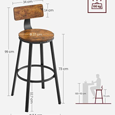 Barová stolička Agony (SET 2 ks), 99 cm, hnedá - 6