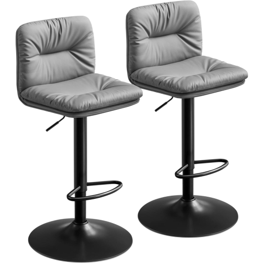 Barová stolička Ambush (SET 2 ks), syntetická koža, sivá - 1