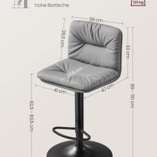 Barová stolička Ambush (SET 2 ks), syntetická koža, sivá - 3