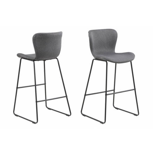 Barová stolička Batilda (SET 2ks), tkanina, tmavo šedá - 1