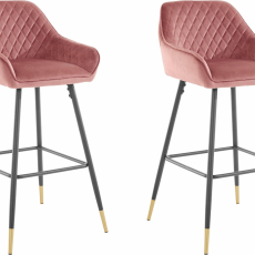 Barová stolička Bradley, zamat, ružová - 3