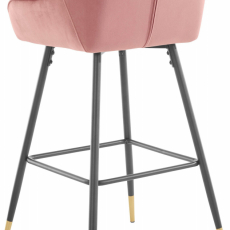 Barová stolička Bradley, zamat, ružová - 4