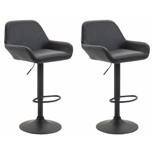 Barová stolička Brag (Súprava 2 ks), syntetická koža, čierna - 1