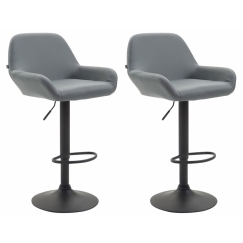 Barová stolička Brag (Súprava 2 ks), syntetická koža, sivá