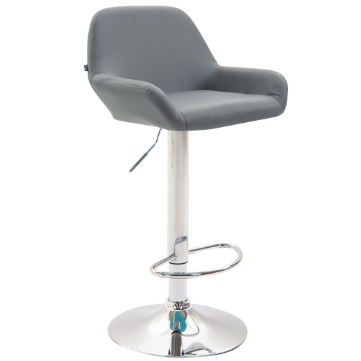 Barová stolička Brag, syntetická koža, sivá - 1