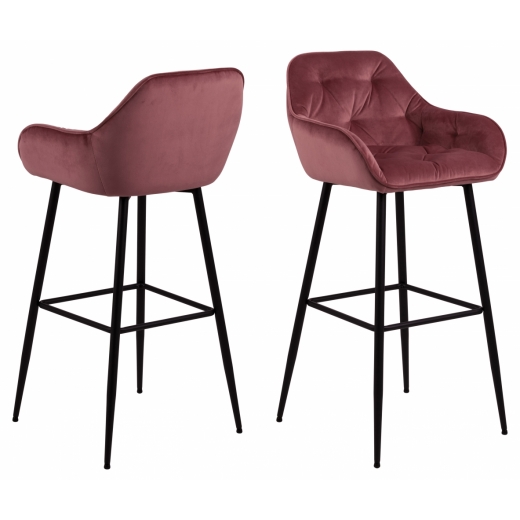 Barová stolička Brooke (SET 2ks), tkanina, korálová - 1