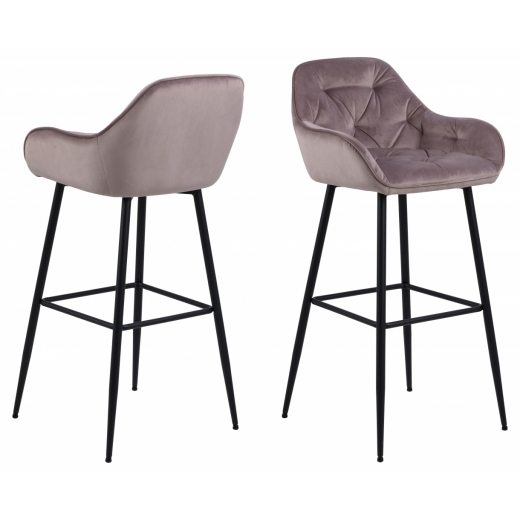 Barová stolička Brooke (SET 2ks), tkanina, ružová - 1