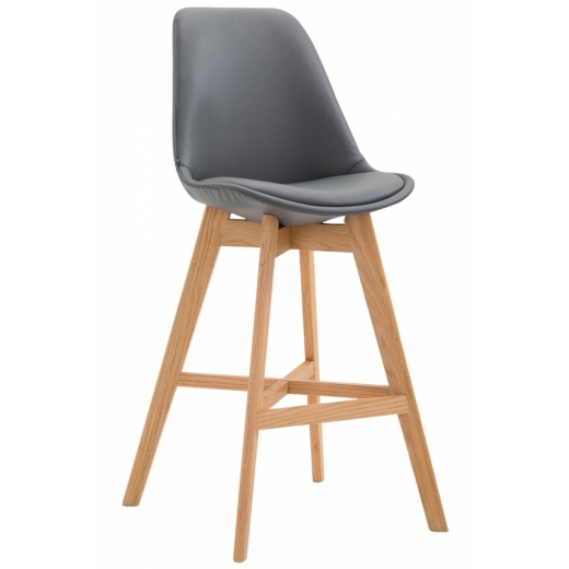 Barová stolička Cane, syntetická koža, sivá - 1