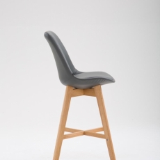 Barová stolička Cane, syntetická koža, sivá - 3