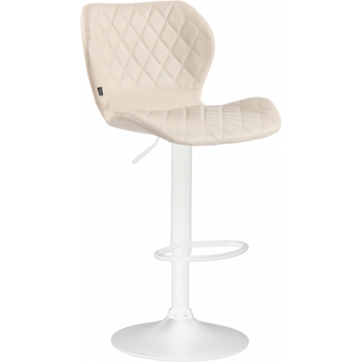 Barová stolička Cork, syntetická koža, biela / krémová - 1