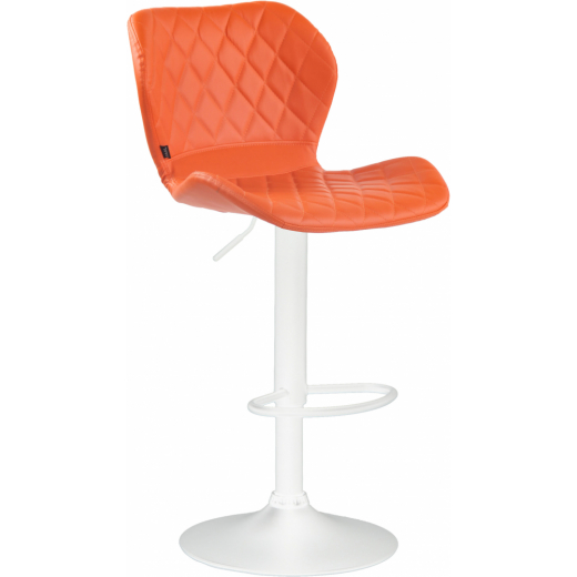 Barová stolička Cork, syntetická koža, biela / oranžová - 1