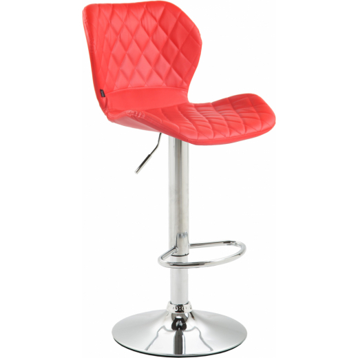 Barová stolička Cork, syntetická koža, chróm / červená - 1