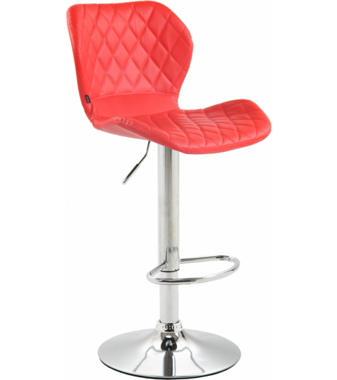 Barová stolička Cork, syntetická koža, chróm / červená