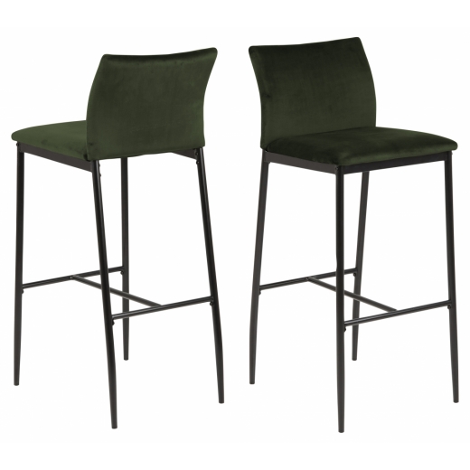 Barová stolička Demina (SET 2ks), tkanina, olivová - 1