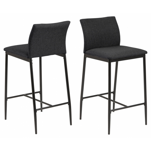 Barová stolička Demina (SET 2ks), tkanina, šedá - 1
