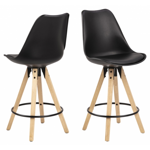 Barová stolička Dima (SET 2ks), syntetická koža, čierna - 1
