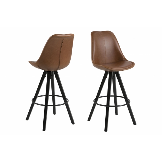Barová stolička Dima (SET 2ks), syntetická koža, hnedá - 1