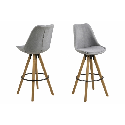 Barová stolička Dima (SET 2ks), textilná poťahovina, svetlo šedá - 1