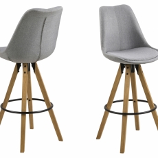 Barová stolička Dima (SET 2ks), textilná poťahovina, svetlo šedá - 1