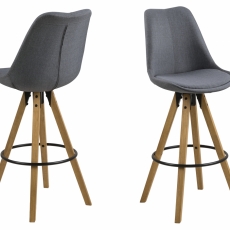 Barová stolička Dima (SET 2ks), textilná poťahovina, tmavo šedá - 1
