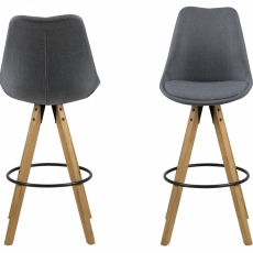 Barová stolička Dima (SET 2ks), textilná poťahovina, tmavo šedá - 2