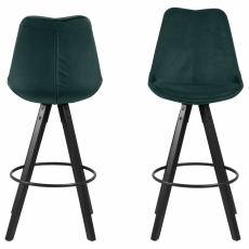 Barová stolička Dima (SET 2ks), tkanina, tmavo zelená - 2